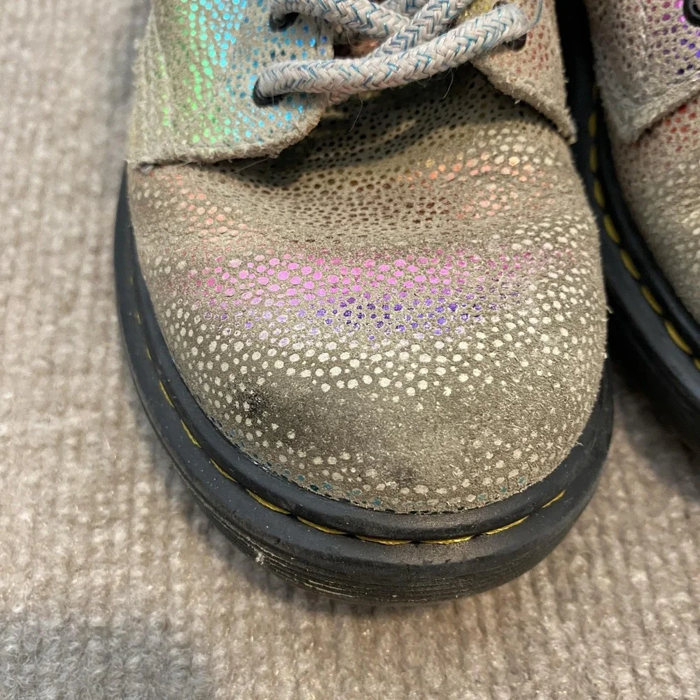Dr. Martens 1460 Pascal‎ J Boots Kids Size 12 Silver Glitter Rainbow Combat Zip
